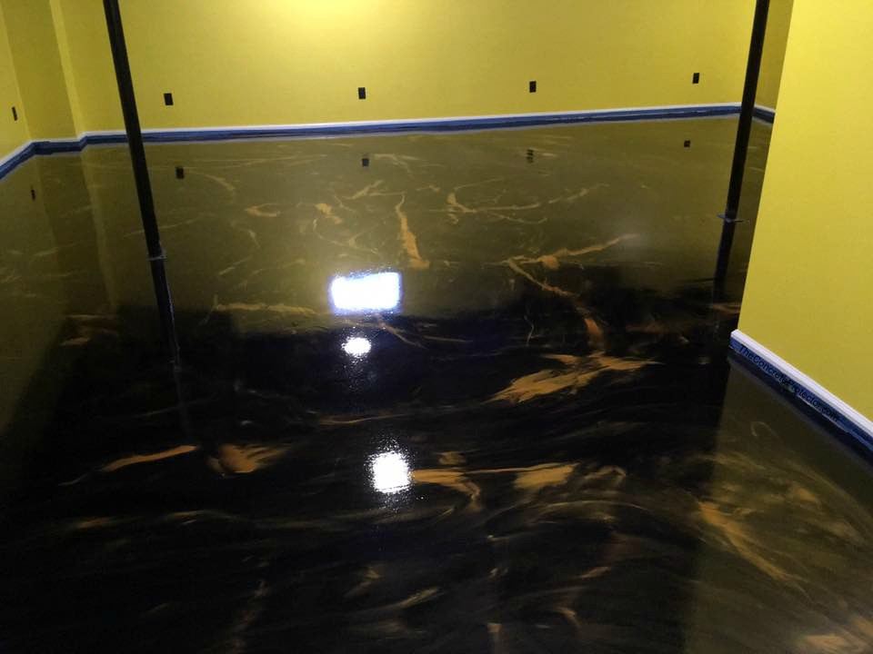 Mocha metallic marble epoxy floor